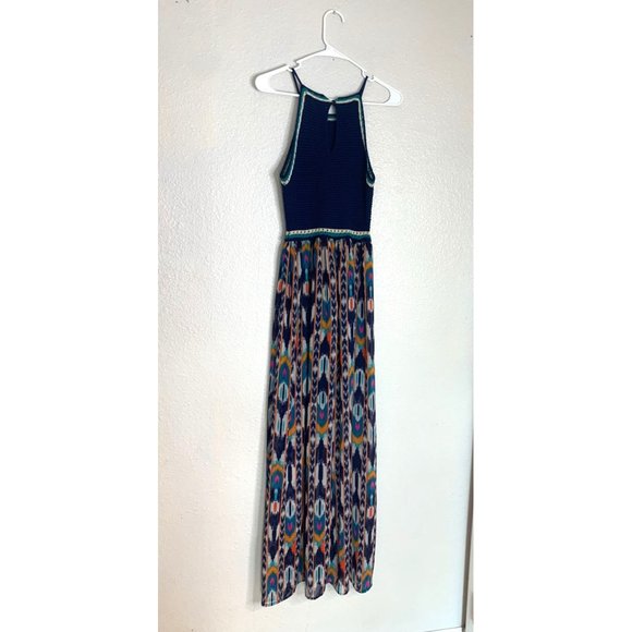 Xhilaration Womens Size XS Crocheted knit Top Print Bottom Maxi Dress Tank Multi - Picture 6 of 6